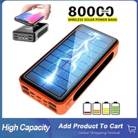 80000mah high capacity solar power bank camping light powerbank solar charger with 4usb ports external battery for xiaomi iphone