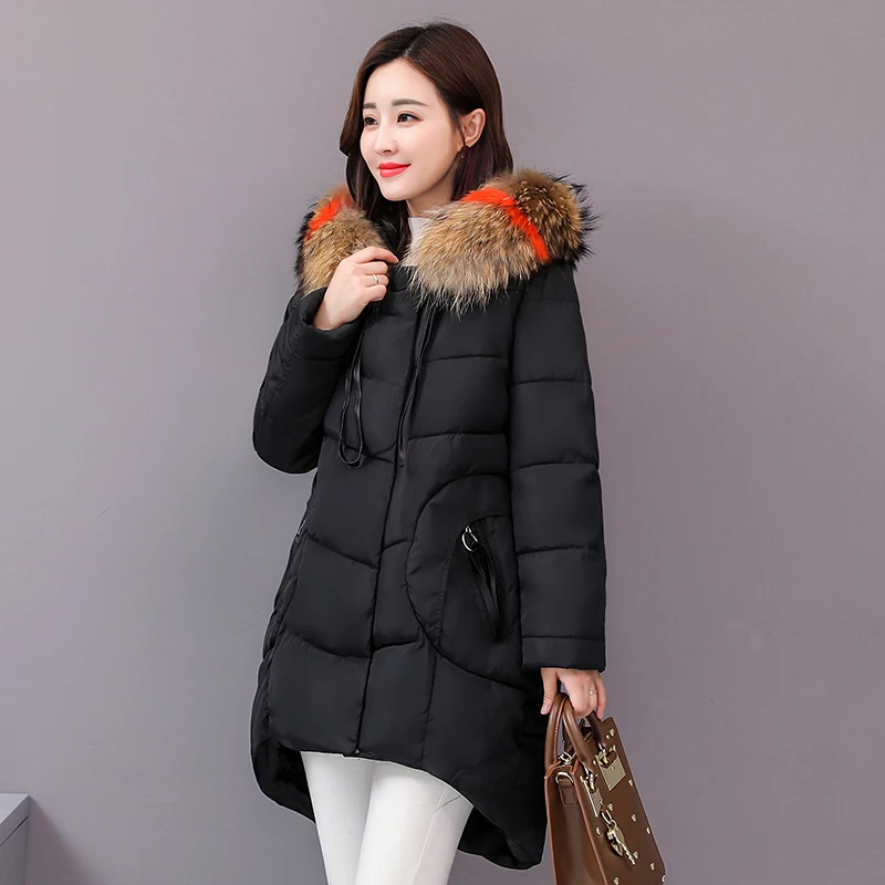 Plus Size 4XL 5XL Winter Jacket Women Padded Outwear Hooded Colorful Fur Female Coat Long Parka Mujer Invierno