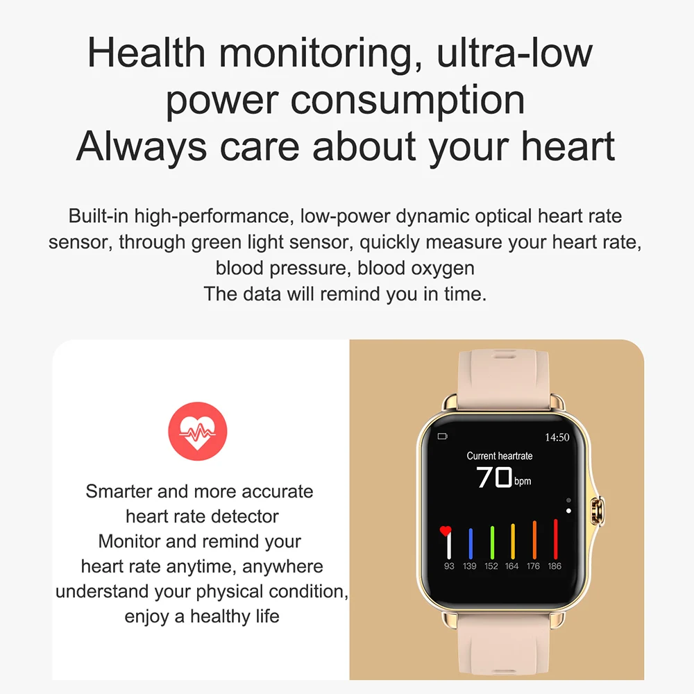 

Smart Watch Men Women Bluetooth Call Waterproof Music Control Fitness Tracker Q-8 1.69 Inch Screen Smartwatch For Android IOS