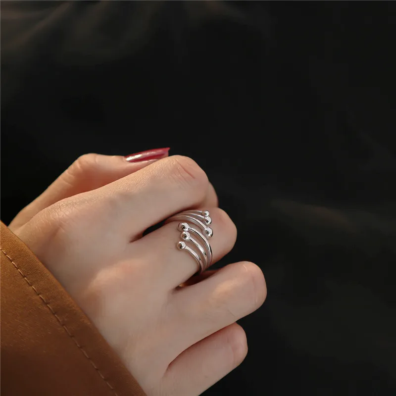 RUIYI реальные 925 пробы серебряные шесть бусины Винтаж геометрический кольца Для