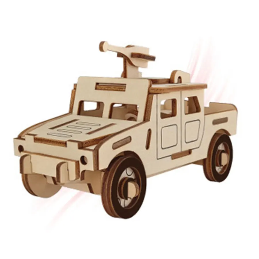 Лазерная резка DIY HMMWV игрушка джип 3D деревянная головоломка Сборная модель