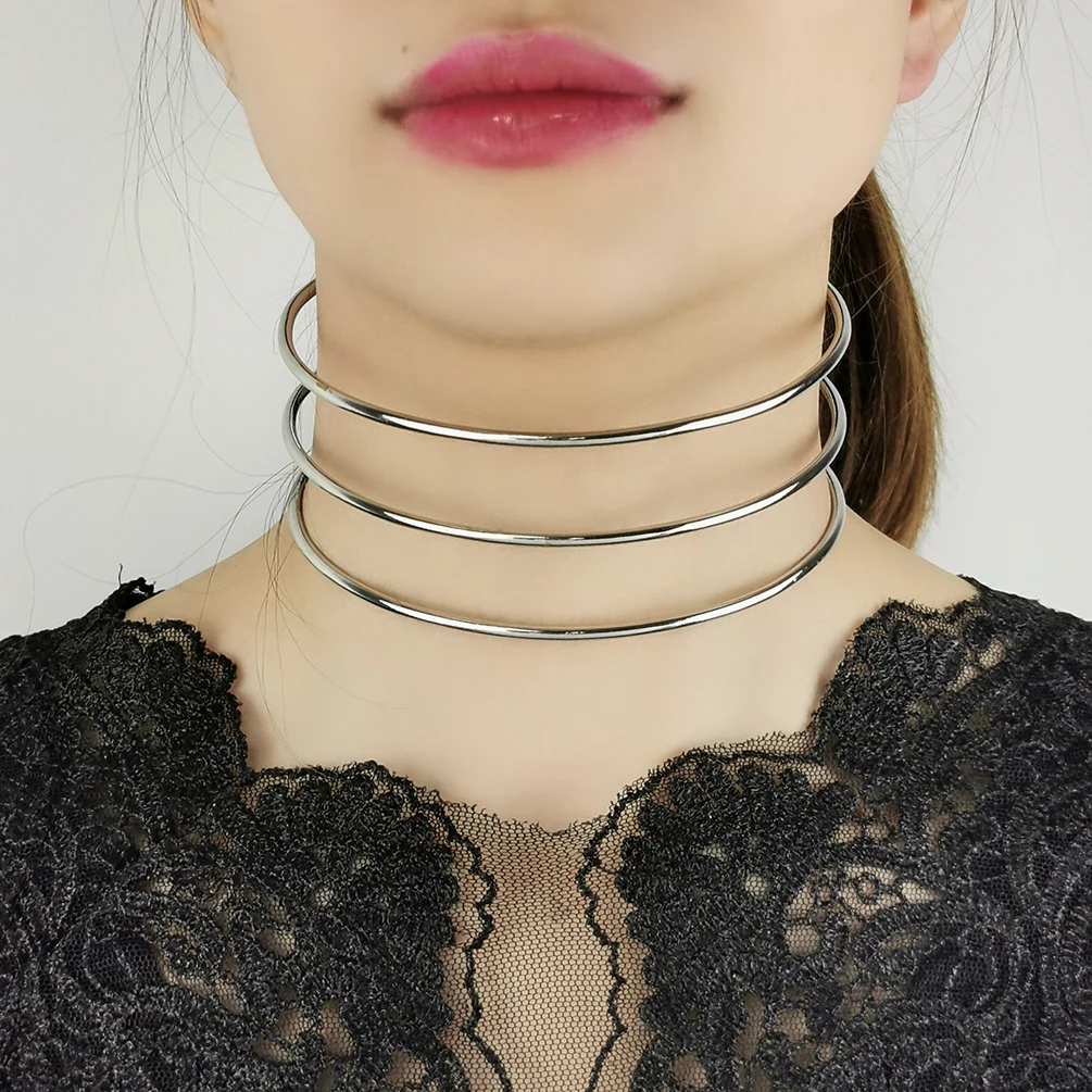 MANILAI 3-слойное металлическое колье-чокер ожерелья Женское Ожерелье-нагрудник
