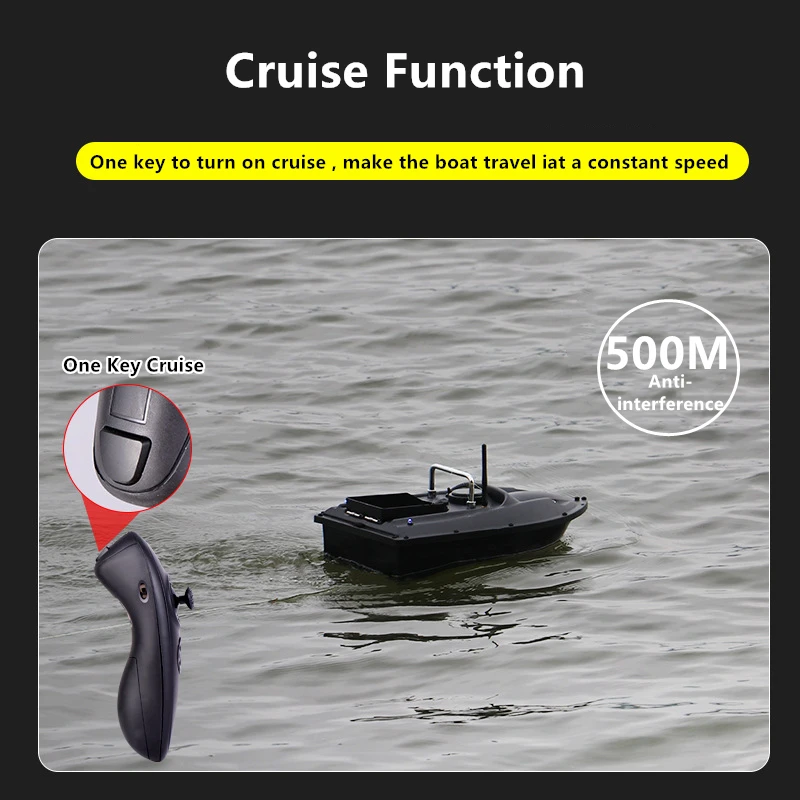 One-Key Cruise 500M Remote Control Fishing Bait Boat 1.5KG Load Hopper With LED Night Light RC | Игрушки и хобби
