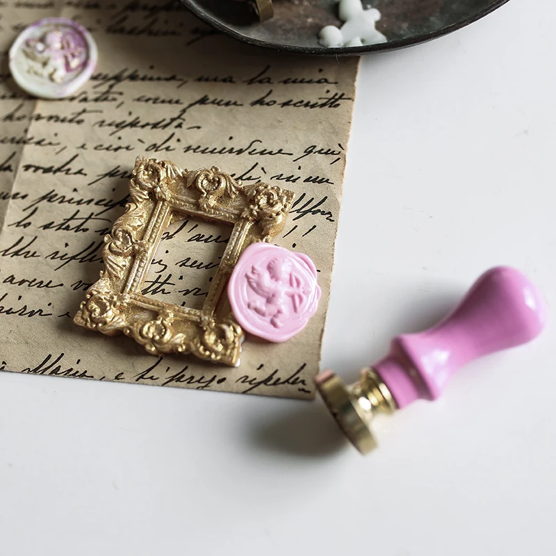 

Three-dimensional Embossed Lacquer Seal Little Angel Skull Sealing Wax Stamp Gift Card Envelope Seal Christmas Gift