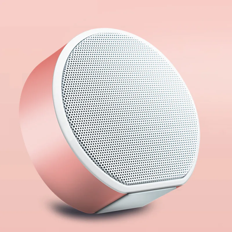 Модный простой беспроводной Bluetooth динамик Портативный уличный сабвуфер Настольный аудио мини-динамик TWS Поддержка TF карты AUX Play USB - Цвет: Розовый