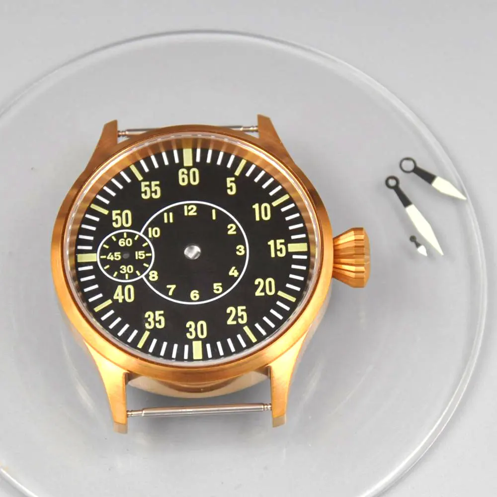 

43mm mens watch parts set Stainless steel case dial hands Sapphire Glass Fit ST3600 6497/6498 movements mechanical mens watches