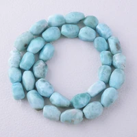high quality natural genuine dominican blue larimar nugget freeform real gems stone 15 strand jewelry making diy