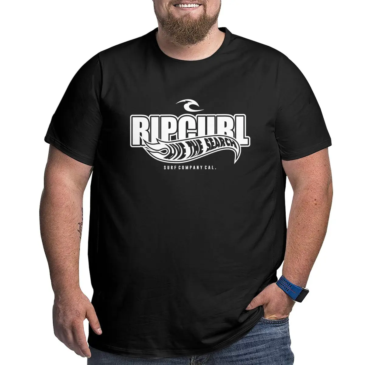 

Rip Classic White Curl Logo T-shirt Black Tide Brand Loose Summer Half-sleeved Trend Streetwear Oversized t-shirt 6xl 5xl