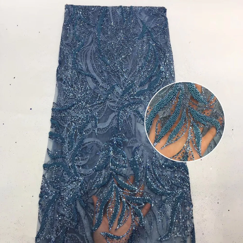 Красивая маленькая Веточка с вышивкой бисером африканская кружевная ткань в