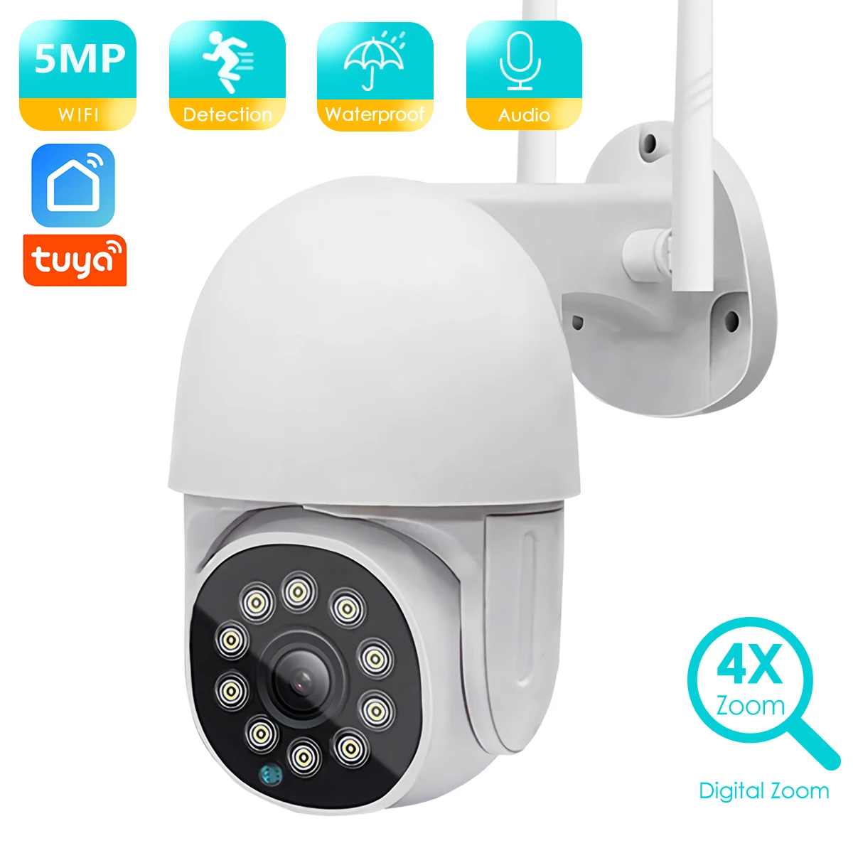 

BESDER 5MP 4X Zoom IP Camera WiFi 3MP Tuya Smart Ai Auto Tracking Home Security Camera Outdoor Color IR Night Vision CCTV Camera