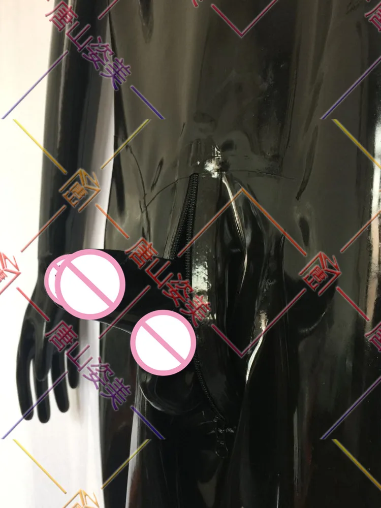 Мужской латексный костюм кошки с перчатками пальцы скрытый пенис на молнии