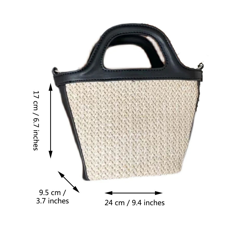 

Straw Woven Women Handbag Summer Casual Beach Shoulder Bag Weaving Basket Bucket Crossbody Bags Mini Rattan Panelled Woman Purse