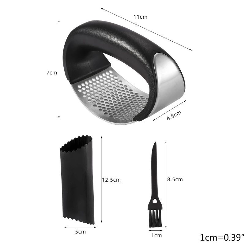 

3 Pcs Manual Rocking Garlic Press Ring Hand Mincer Crusher and Peeler Rust Proof Stainless Steel Easy Clean Dishwasher
