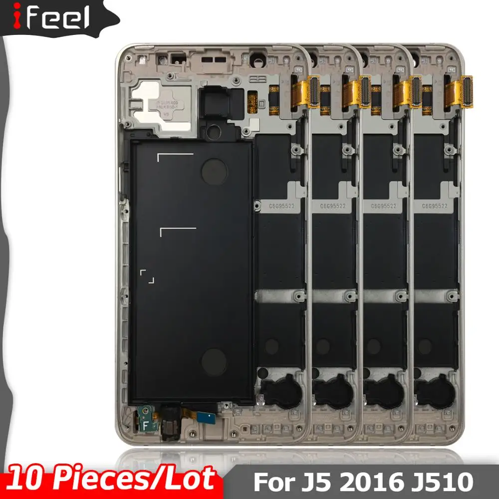 10 шт./лот для Samsung Galaxy J5 2016 j510 J510FN J510F J510M J510H/DS ЖК дисплей с сенсорным экраном рамка