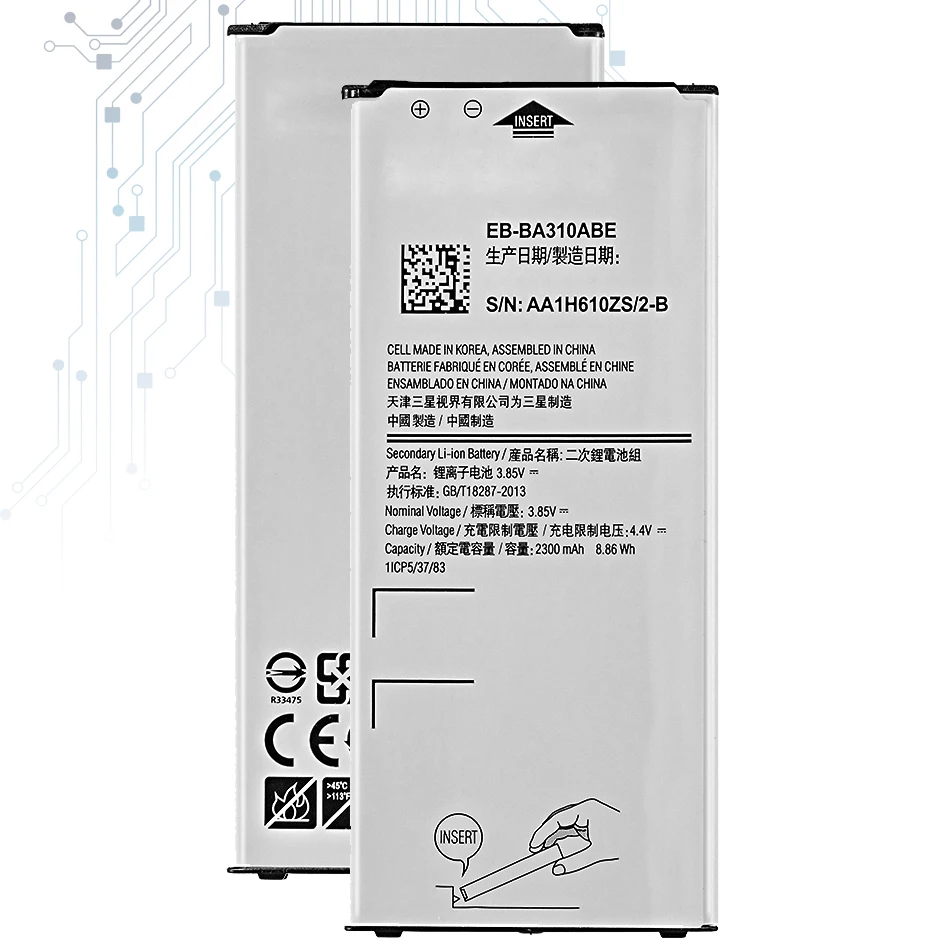 Аккумулятор EB-BA310ABE для Samsung GALAXY A3 2016 Edition A310 A310F A310M A310Y SM-A310F 2300 мАч | Мобильные