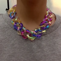 new fashion cool clavicle chain necklace female punk exaggerated color acrylic chain necklace jewelry wholesale