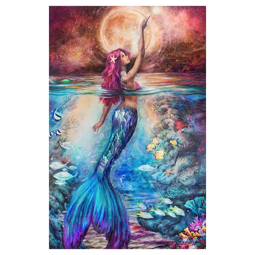 

Vesteen Full Round Drill 5D Diamond Painting Beauty Mermaid Fairy Girl Cartoon DIY Hand Craft For Home Decor Gift