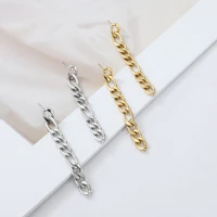 european and american chain retro asymmetric earrings pendant female titanium steel gold ins wind jewelry figaro chain earrings