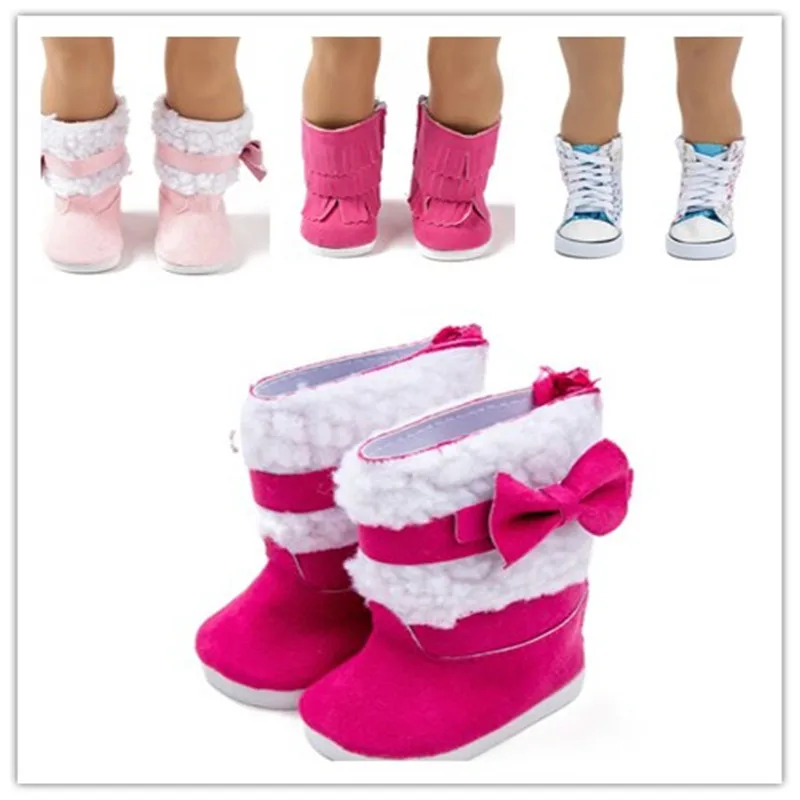 

Fit 17 inch 43cm Doll Shoes Baby New Born Doll Accessories Red White Plush Boots Plush Rabbit For Baby BirthdayGift