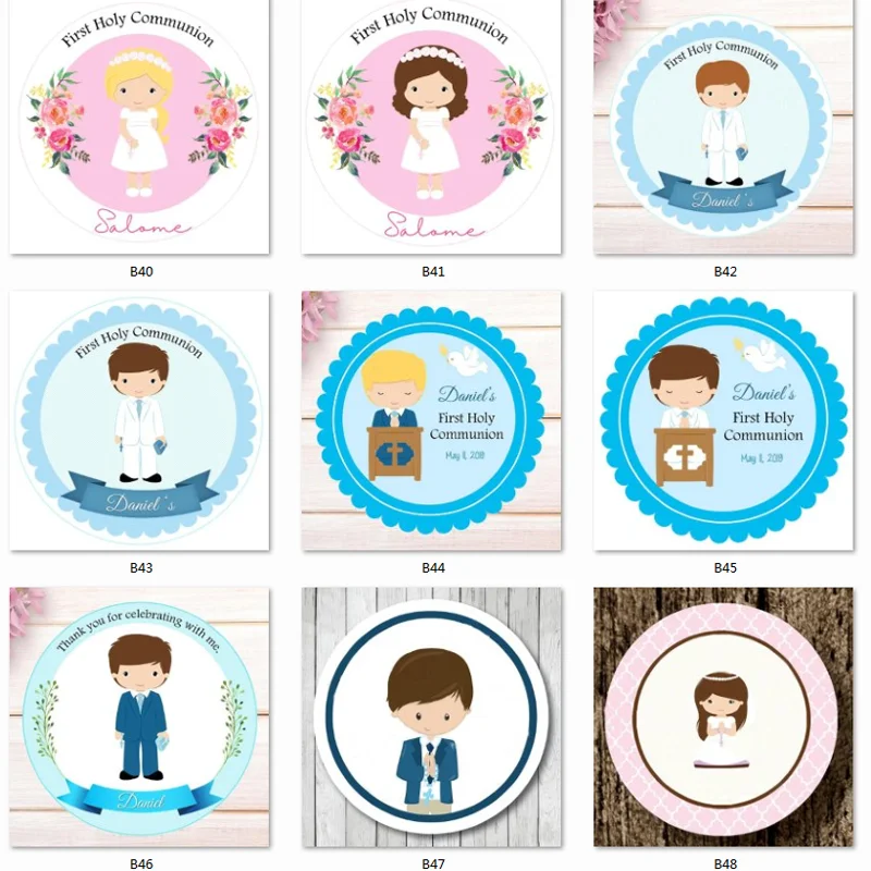 100 шт. 3-7 см индивидуальный заказ наклейки для первого причастия мальчиков и