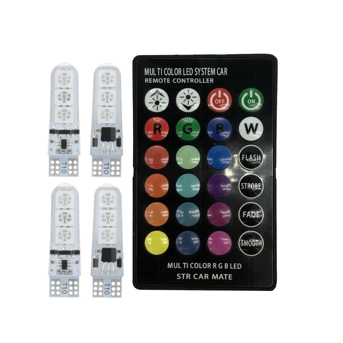 T10 W5W силиконовые автомобильные RGB 5050 6SMD светодиодный клиновидные боковые