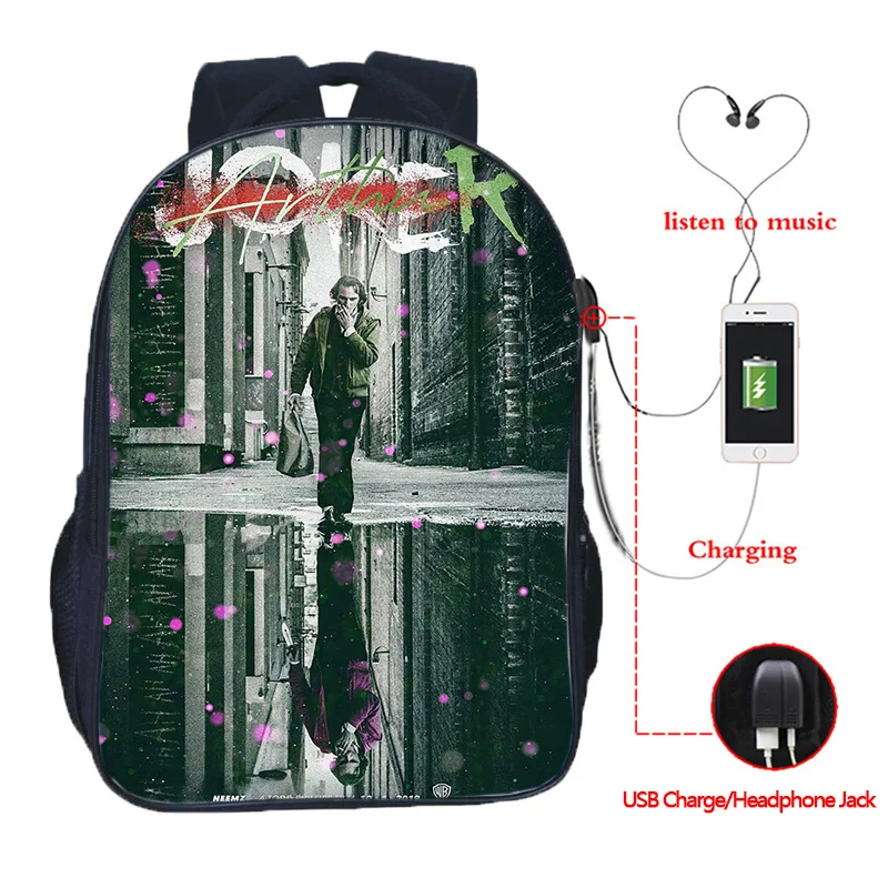 3 16 Inch High Quality Joker USB Charge School Bags Students School Rucksack Boys Girls USB Charging Joker Travel Backpack Gifts - Color: 3