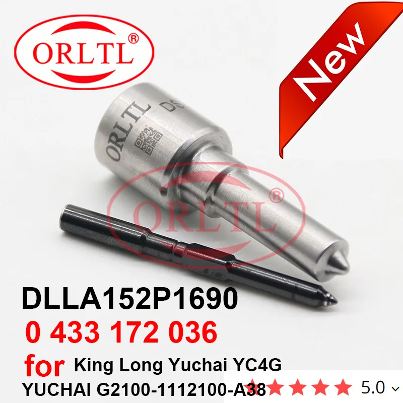 

ORLTL Common Rail Nozzle DLLA152P1690 0 433 172 036 for YUCHAI 0 445 120 083 0445120083 G2100-1112100-A38 King Long Yuchai YC4G