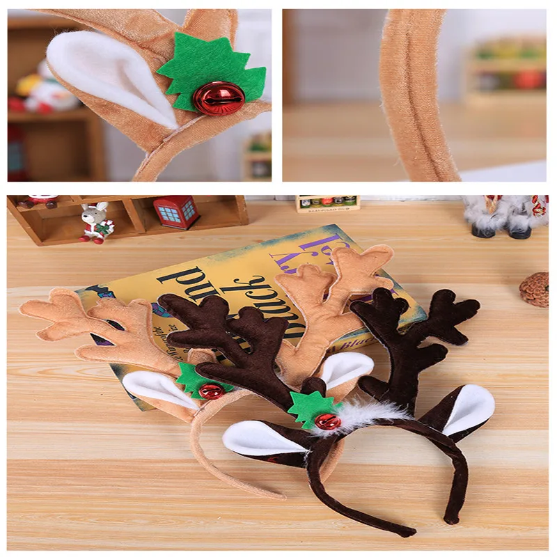 Рождественская повязка на голову с ушками оленей аксессуары для волос взрослых и