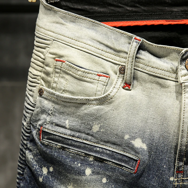 Skinny Jeans Men Ripped Spijkerbroeken Heren Jean Homme Pantalon Spijkerbroeken Heren Pants Streetwear Biker Hiphop Trousers