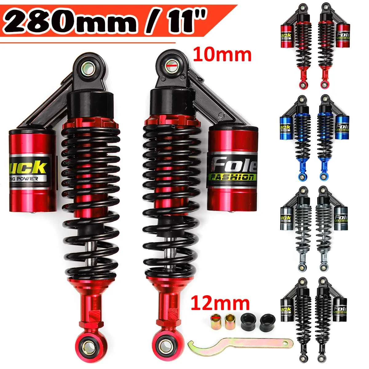 

280mm Universal 2x Motorcycle Rear Air Shock Absorbers Suspension For Honda For Yamaha For Suzuki For ATV Motorcycle Dirt Bike