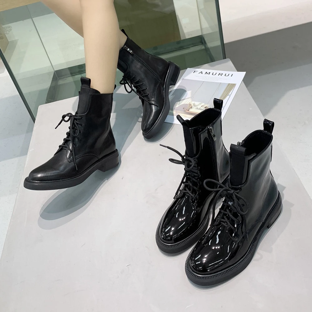 Роскошные Ботинки martin из натуральной кожи женские ботильоны в байкерском стиле