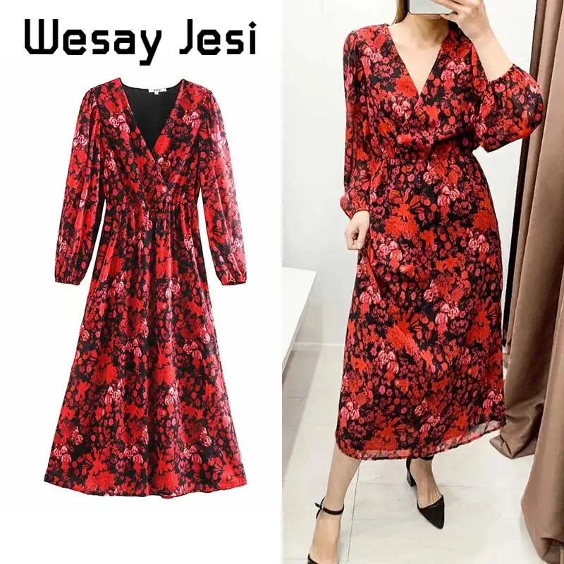 Женское винтажное платье с цветочным принтом элегантное английское вечернее v