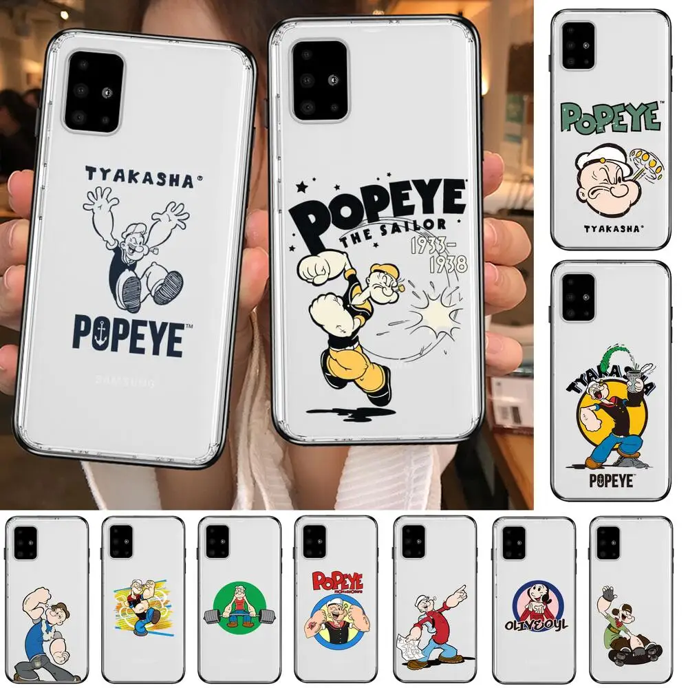

LVTLV Fashion Classic American Anime Popeye the Sailor Anime Style Transparent Phone Case Hull For Samsung Galaxy A50 A51 A20 A7