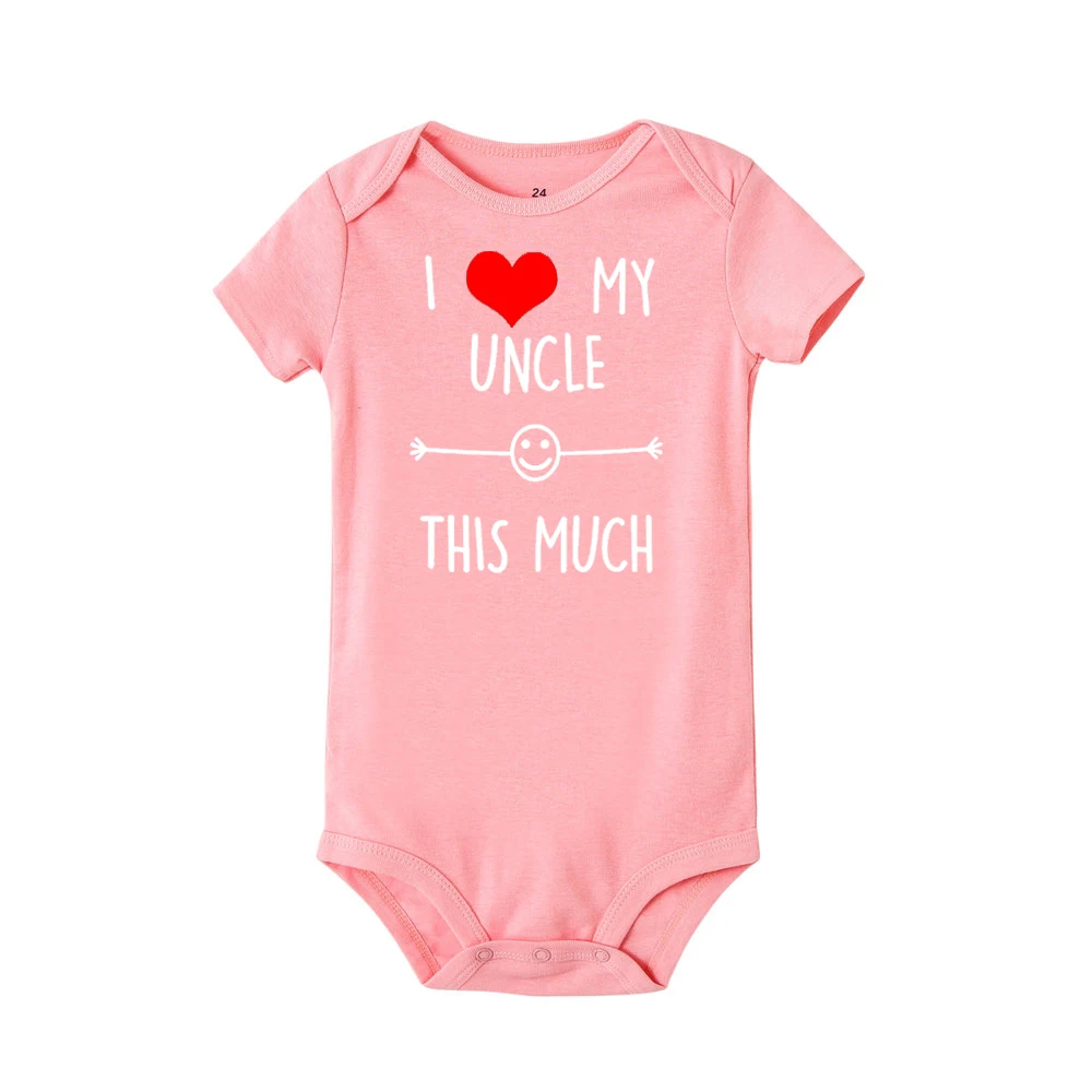 Забавный хлопковый комбинезон для новорожденных с надписью «I Love My Uncle This Much»; Модный милый комбинезон с короткими рукавами для маленьких девочек и мальчиков