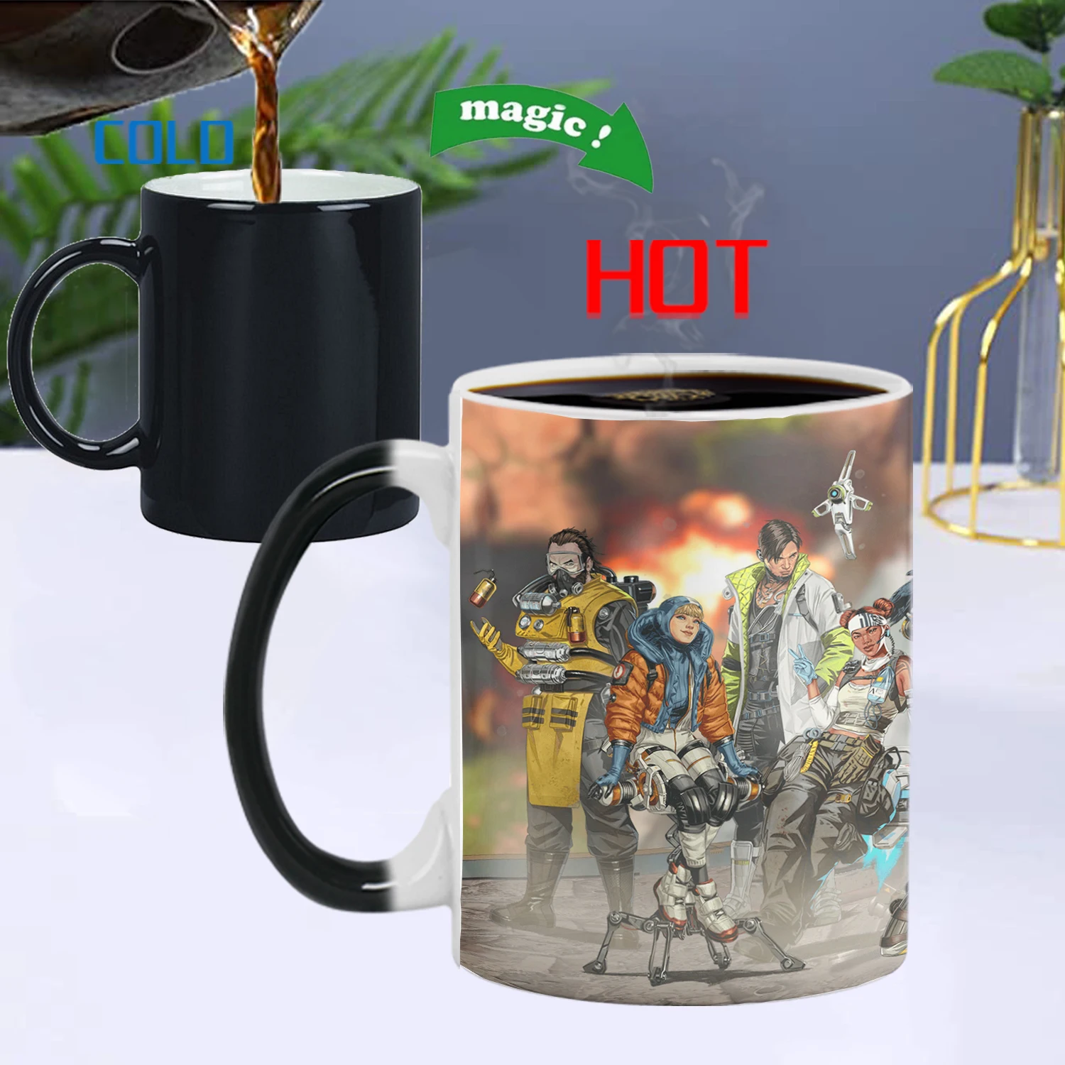 

Крутая игра, кружка с изменением цвета, керамическая чашка для кофе, молока, чая, после нагрева, образцы показов, подарок-сюрприз