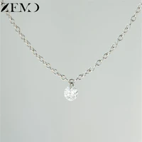 zemo silver color cubic zirconia pendant necklaces for women short clavicle charm necklaces girls initial chain neck jewelry