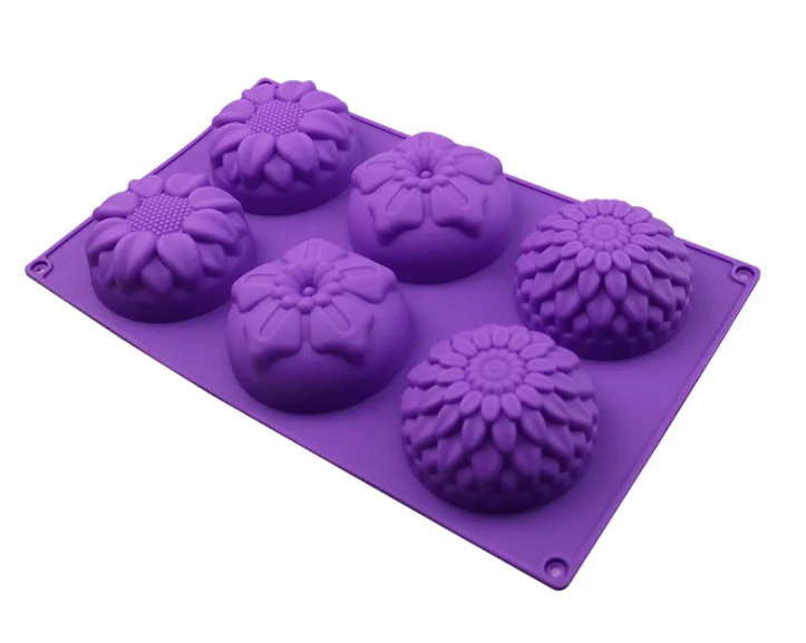 Soap mold 6 Cavity Purple Flower Shaped Silicone Handmade Resin Mould 3d Panel Designer DIY Concrete Jewelry Fondant Clay Molds | Дом и сад