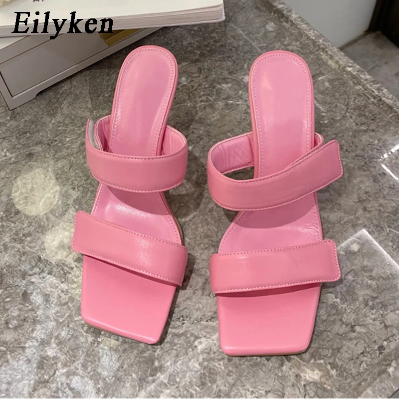 Eilyken женские модные тапки из кожи пу Женские шлепанцы без задника с открытыми