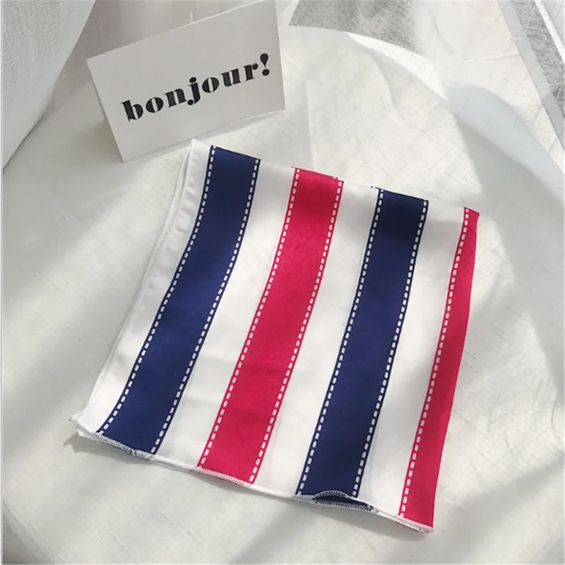 

Square Scarf Hair Tie Band For Business Party Women Elegant Small Vintage Skinny Retro Head Neck Silk Satin Scarf