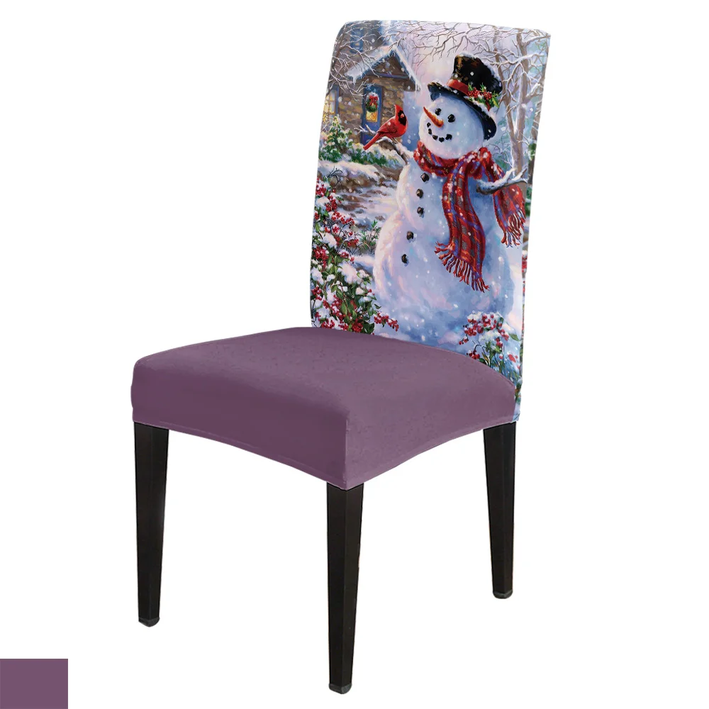 Рождественские чехлы на стулья с изображением снеговика птицы скатерть