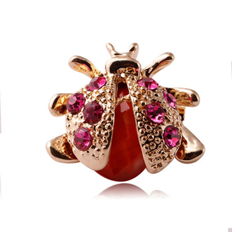Цветная брошь со стразами в виде божьей коровки значки для женщин и девочек