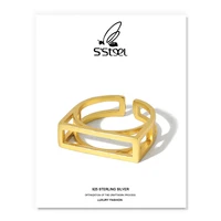 ssteel designer ring 925 sterling silver for women minimalist geometric square open ring plata 925 para mujer fine jewellery
