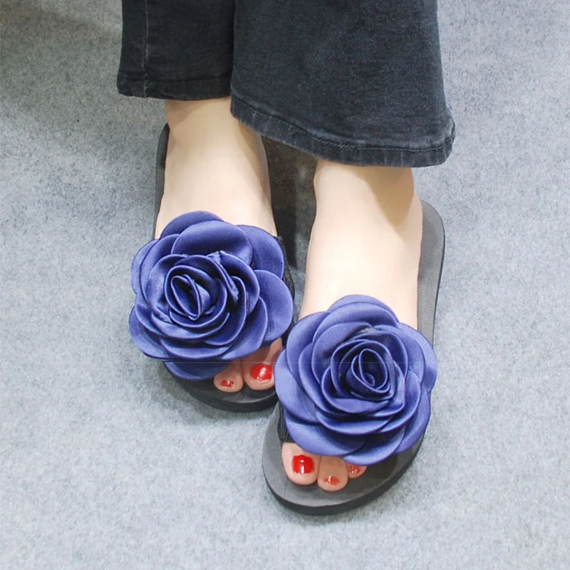 

Women's Bohemian Flower Flat Slippers Summer Sandals Non-slip Beach Shoes Home Slippers Women Тапки Zapatos De Mujer TX133