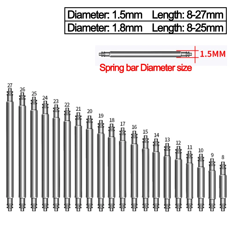 Отличные Пружинные штифты из нержавеющей стали 8 мм-27 мм ремешок для часов ремонт