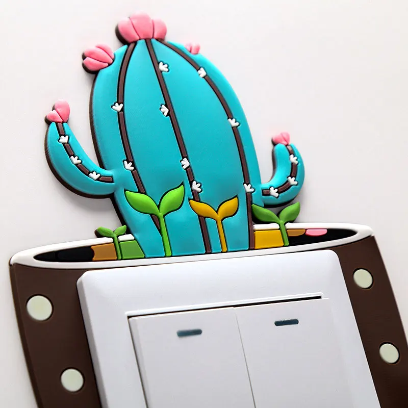 Cartoon Cactus Shape Light Switch Surround Socket Finger Plate Panel Cover Hot for Home Decoration Wall Sticker | Дом и сад