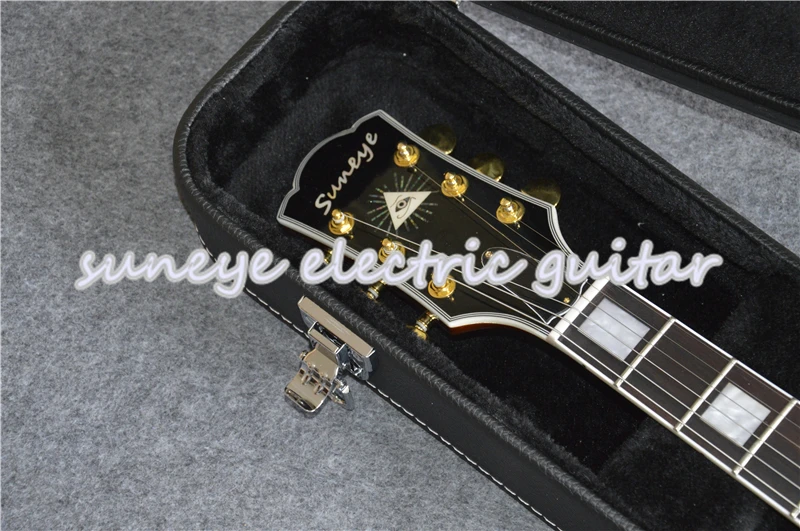 

High Quality Natural Wood Suneye Custom Electric Guitar Solid DIY Guitar Kit Black Hardware Guitarra Electrica With Guitar Case