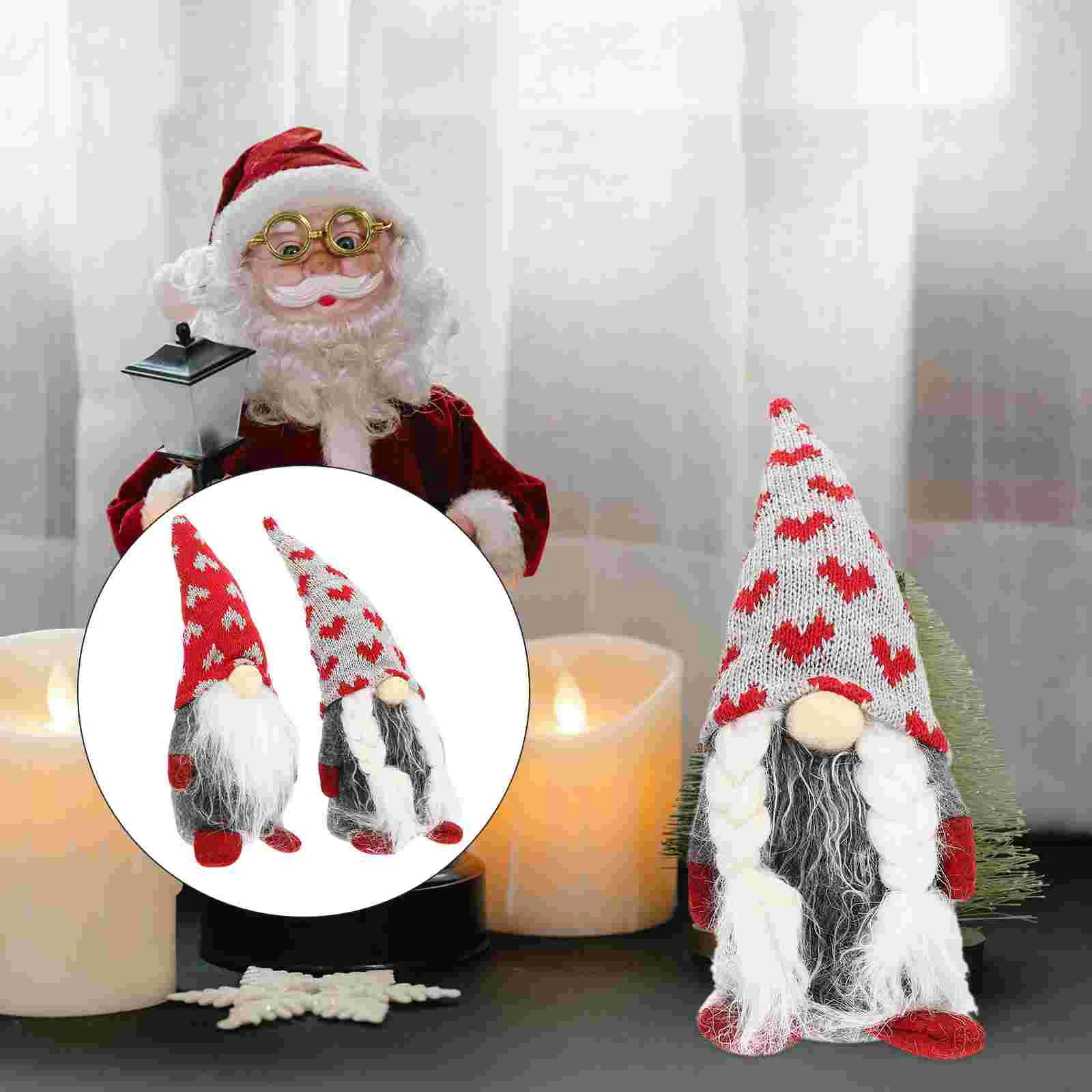 

2 шт. шикарная вязаная шапка гном украшение для куклы прекрасное Рождественское украшение для куклы