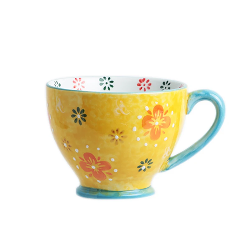 

New Ceramic Milk Oat Cup Breakfast Cup 480ml Large Capacity Microwave Cute Painted Coffee Mug Nordic Home Decor Gift