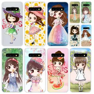 Soft Silicone Case For Samsung Galaxy S21 S20 Uitra S10 S9 S8 Plus Lite Ultra S20fe S10e S7Edge Pretty Dress Girl
