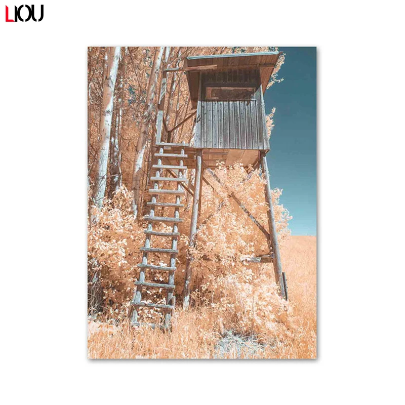 Картина на холсте для пустынной стены гор травы леса искусства Постер и принты в